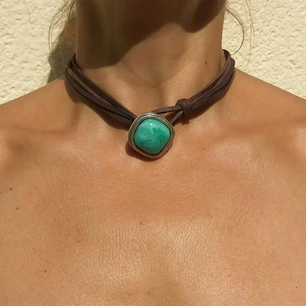 Müheloses Türkis-Gemstone-Halskette