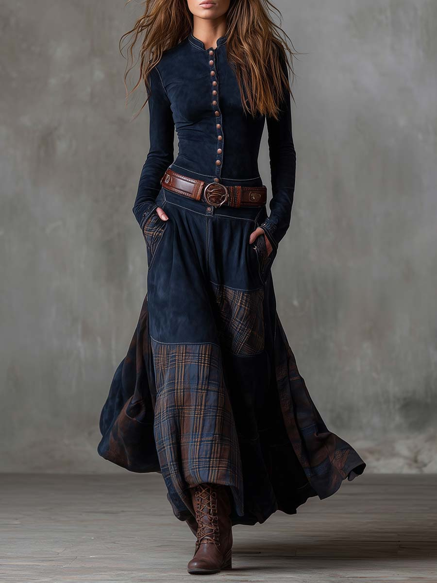 Izabella™ Wildleder-Maxi-Kleid + Kostenloser Gürtel