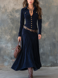 Mavis™ Elegantes Wildleder-Maxikleid + GRATIS Gürtel