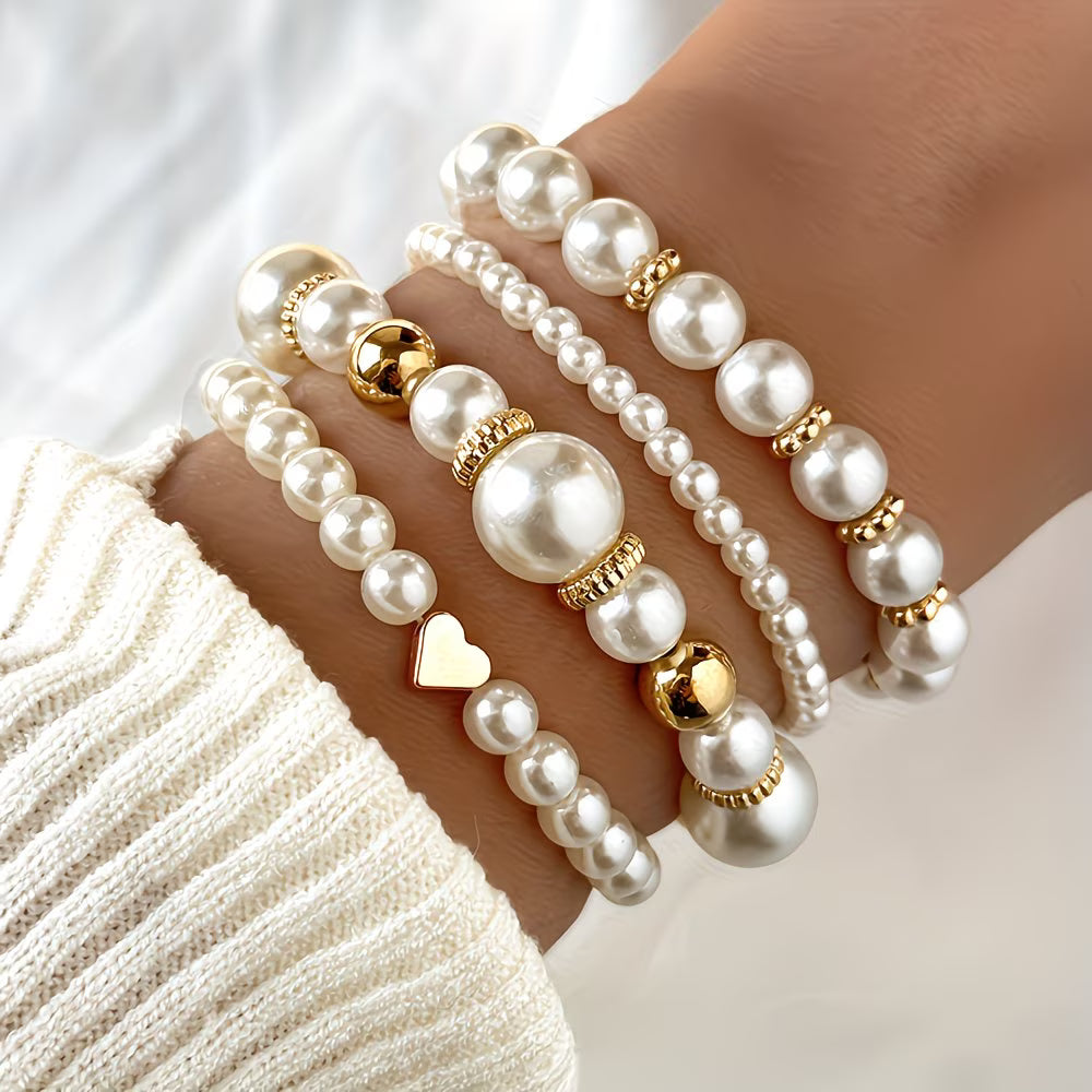 Perlen-Stapelarmband-Set aus 4 Teilen
