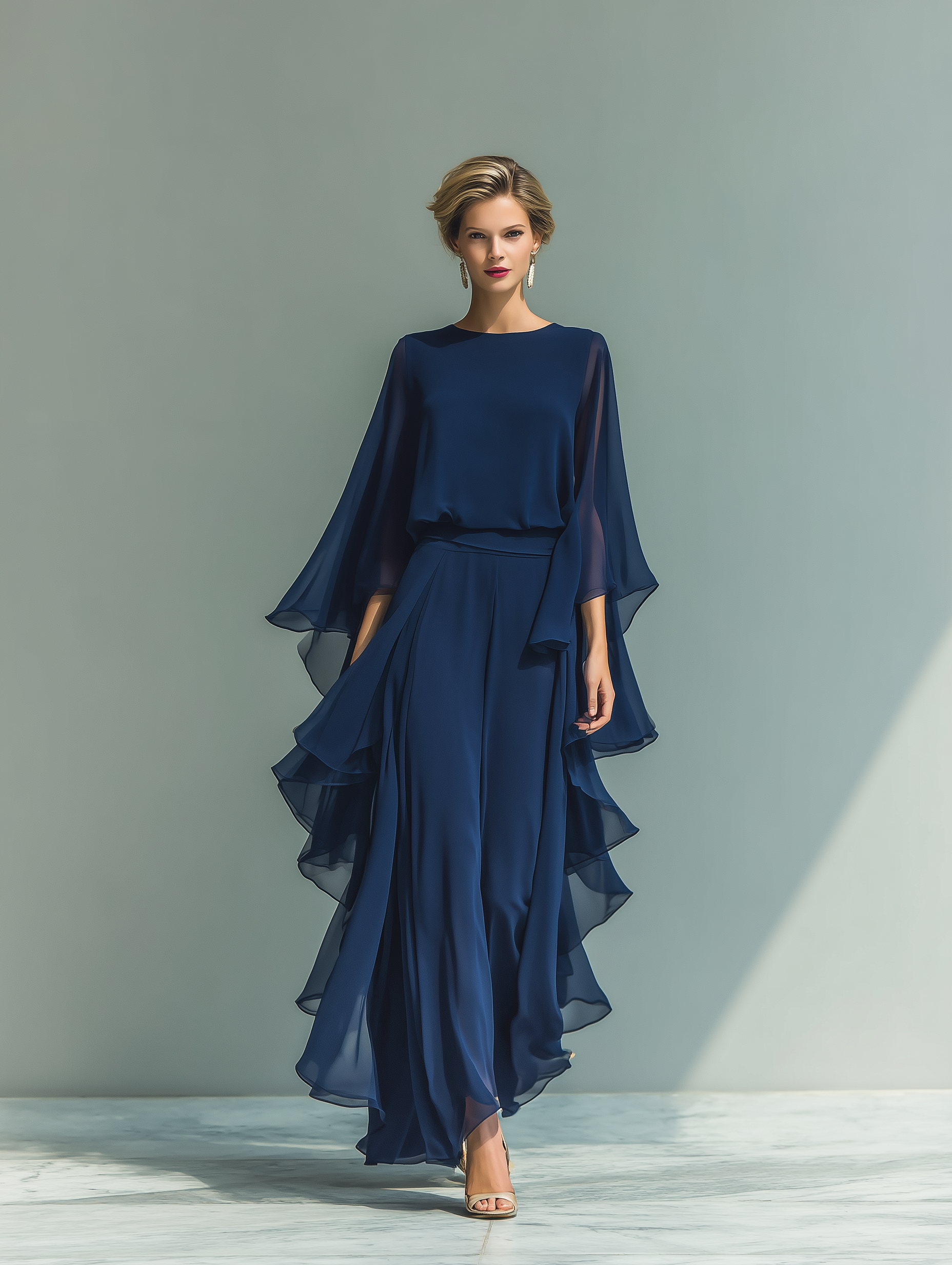 Marineblau Elegantes Set Rüschen