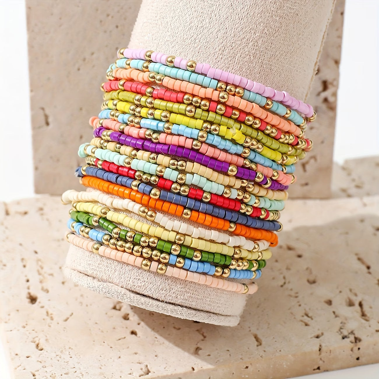 Boho Farbige Perlenarmband Set