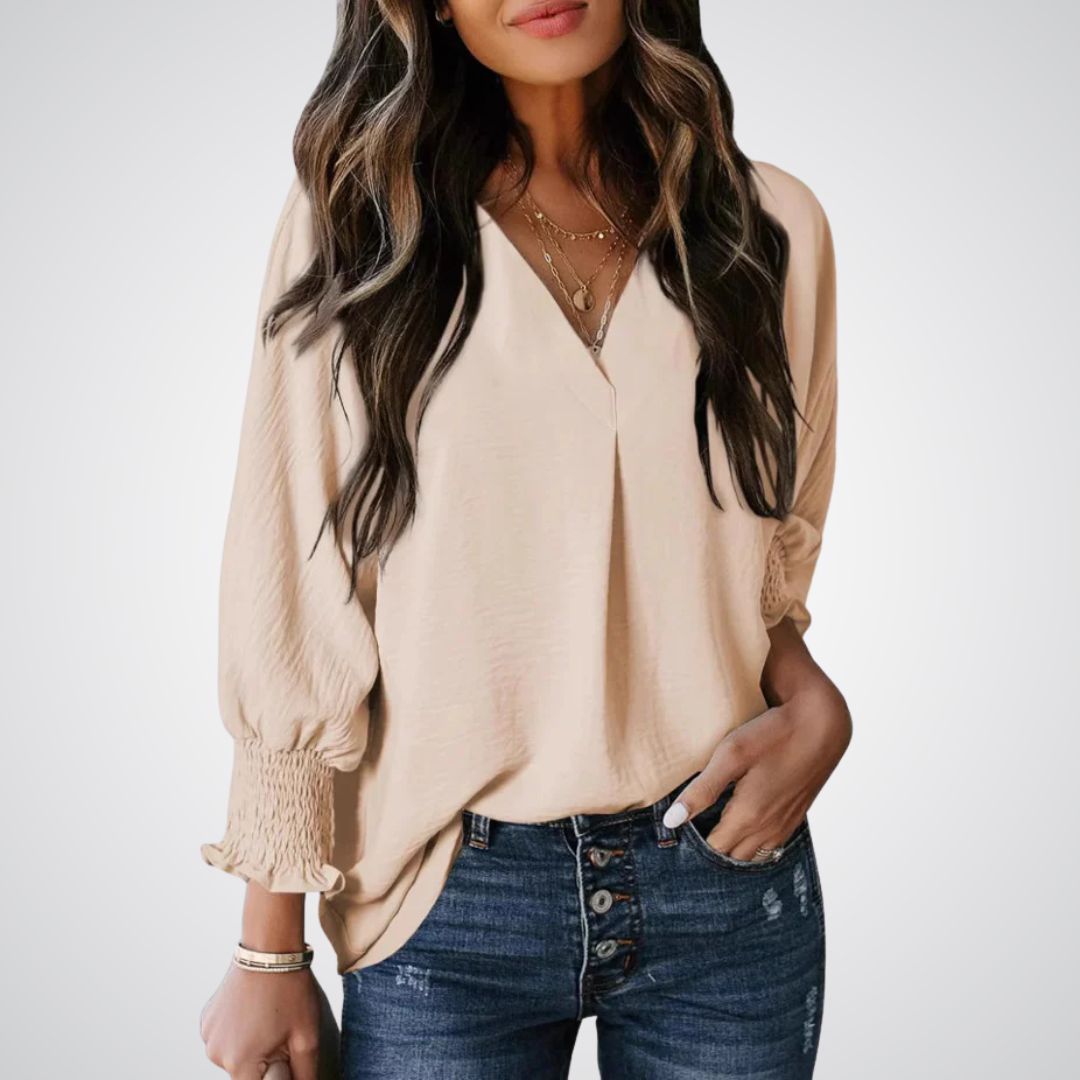 LEILA™ – Klassische V-Ausschnitt Tunika Bluse