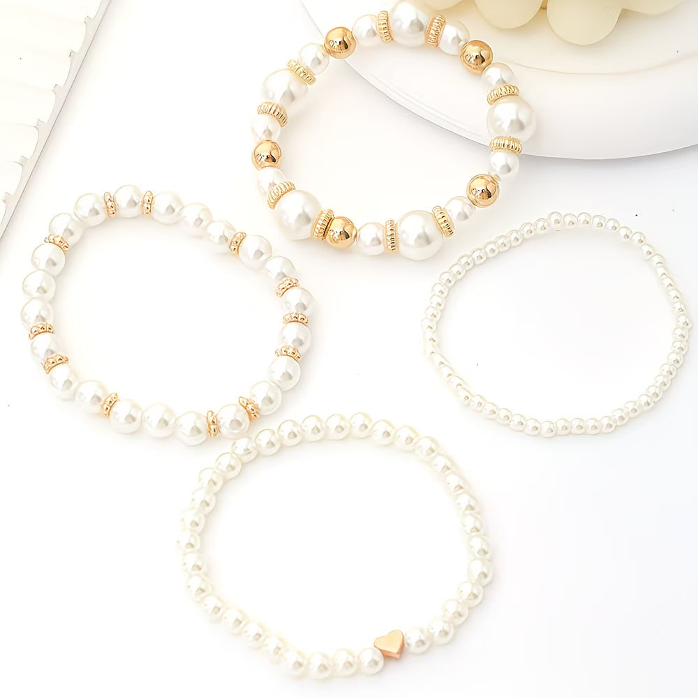 Perlen-Stapelarmband-Set aus 4 Teilen