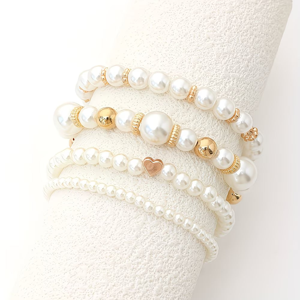 Perlen-Stapelarmband-Set aus 4 Teilen