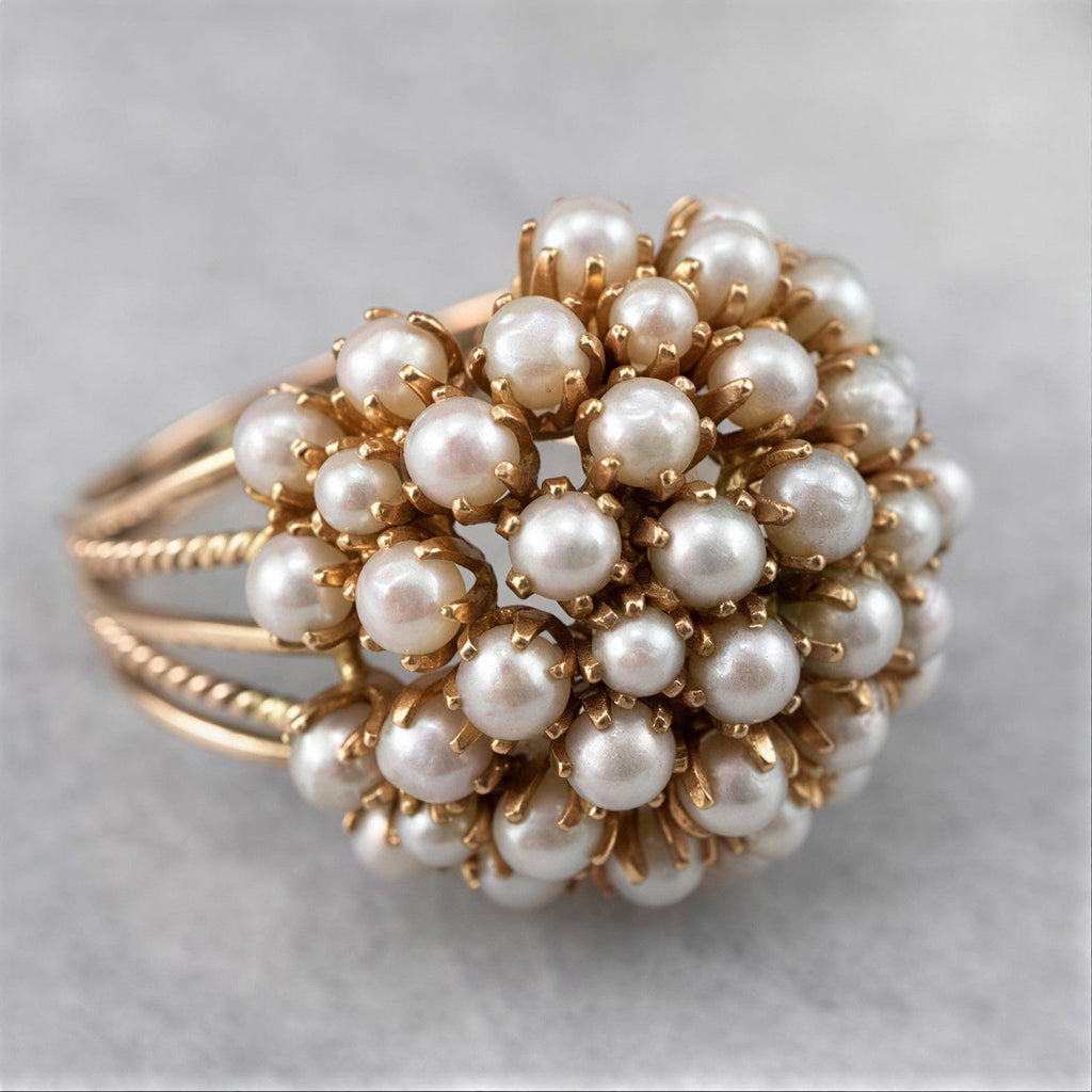 Klassischer Inlay-Perlen-Goldring