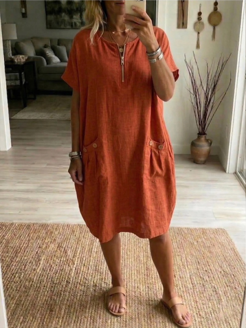 NINA | LUFTIGES SOMMERKLEID MIT KNOPFDETAILS