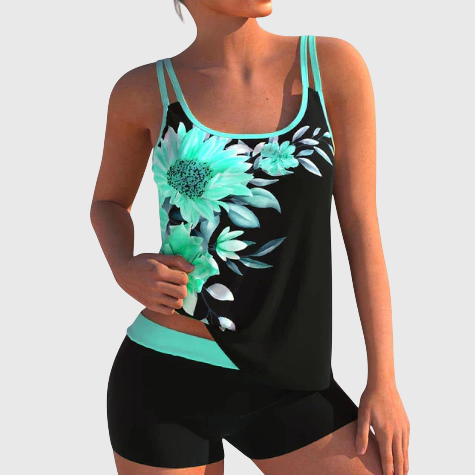 Flor | Blumen-Tankini mit Shorts, mit flachem Bauch-Effekt