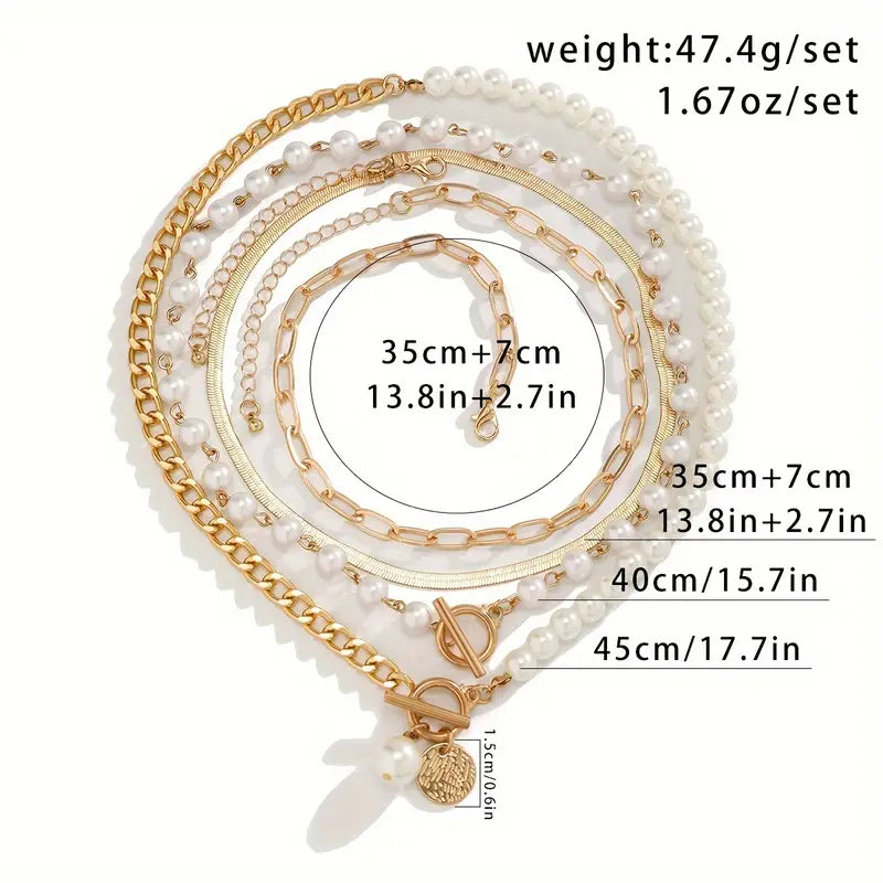 Modernes Perlen-Layering-Halsketten-Set