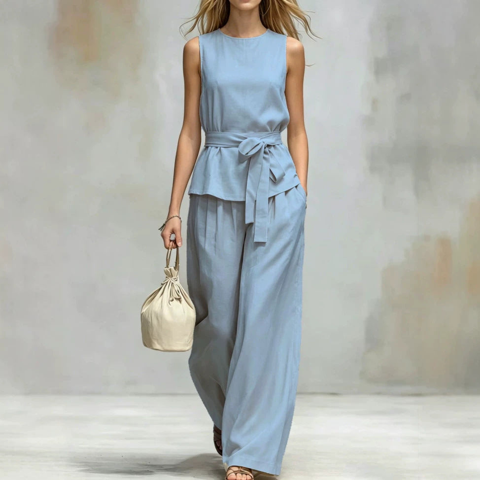 Damen Spitzen-Ärmeloses Tanktop & Hosen Zwei-Teile-Set