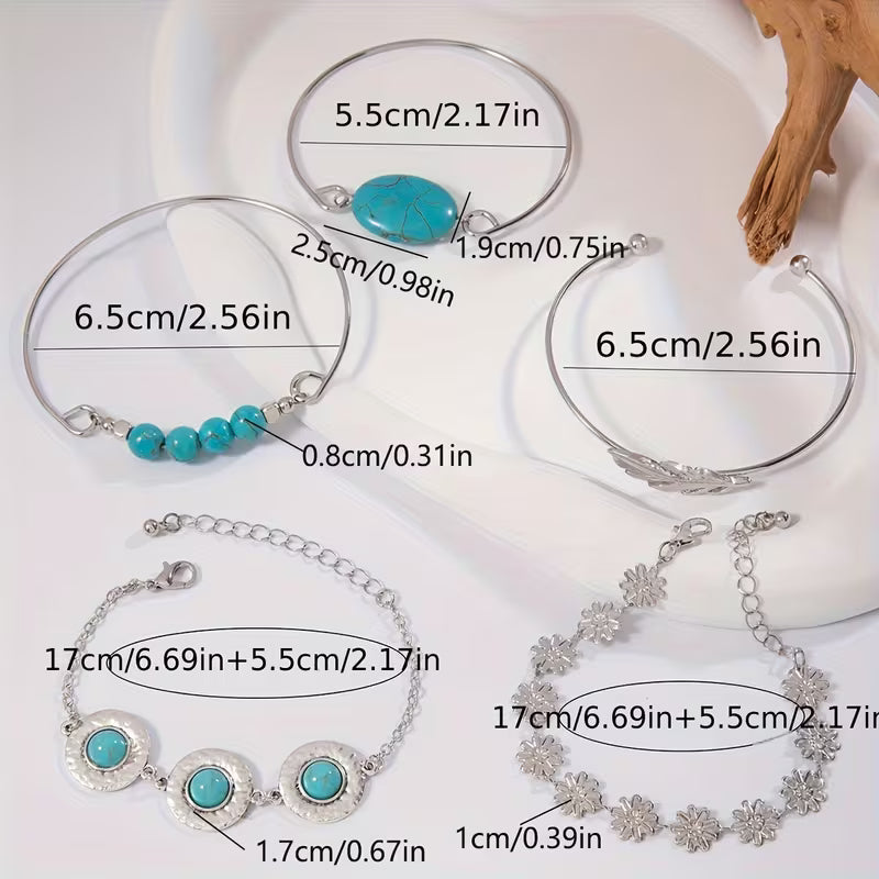 Türkis Feder Armband Set