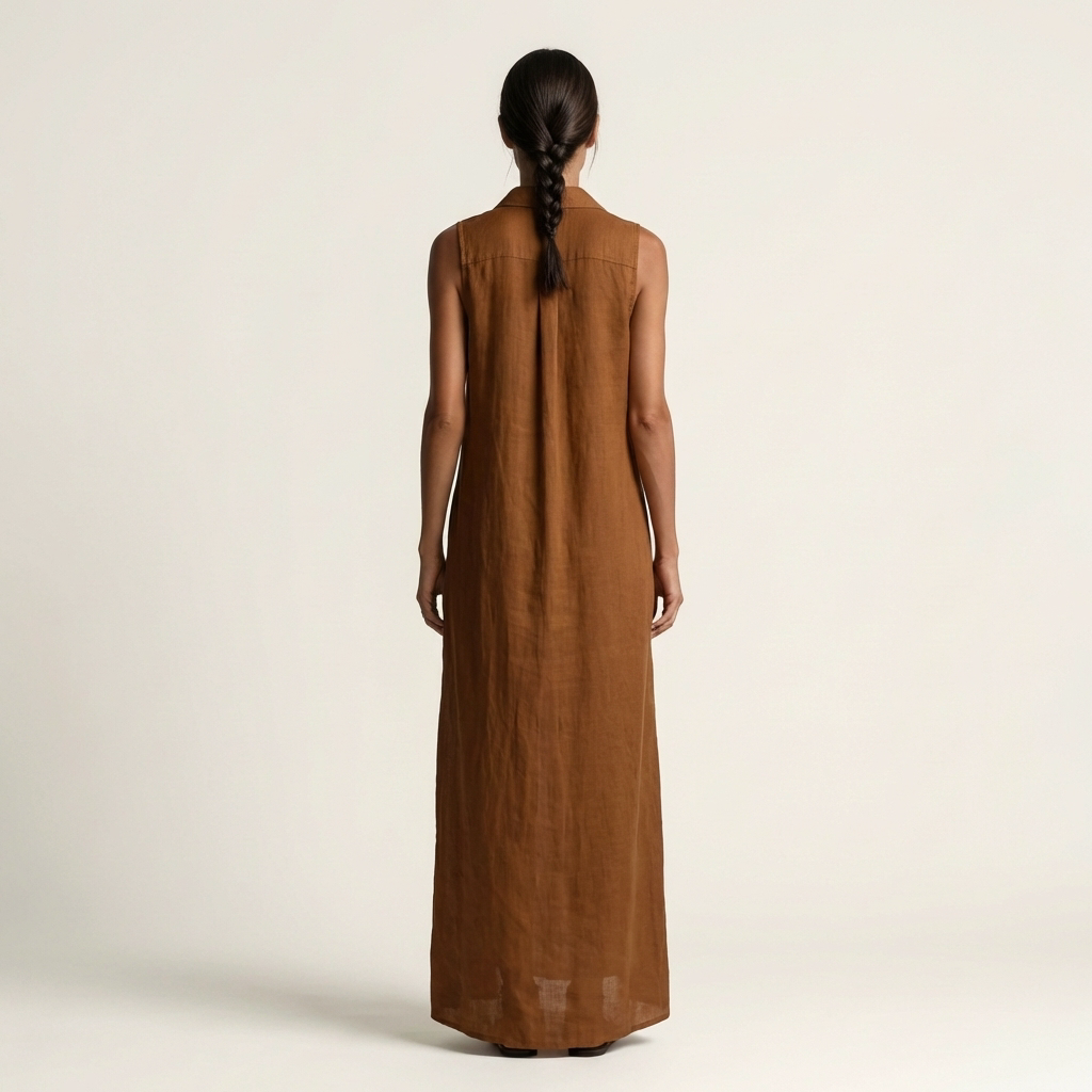 Mirabell | Kapuzenloses, ärmelloses Maxikleid mit Knopfleiste