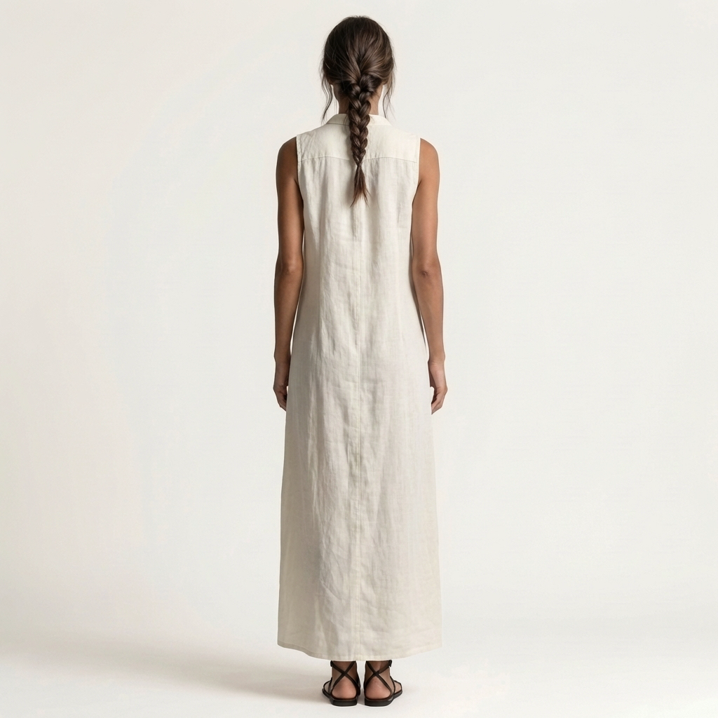 Mirabell | Kapuzenloses, ärmelloses Maxikleid mit Knopfleiste