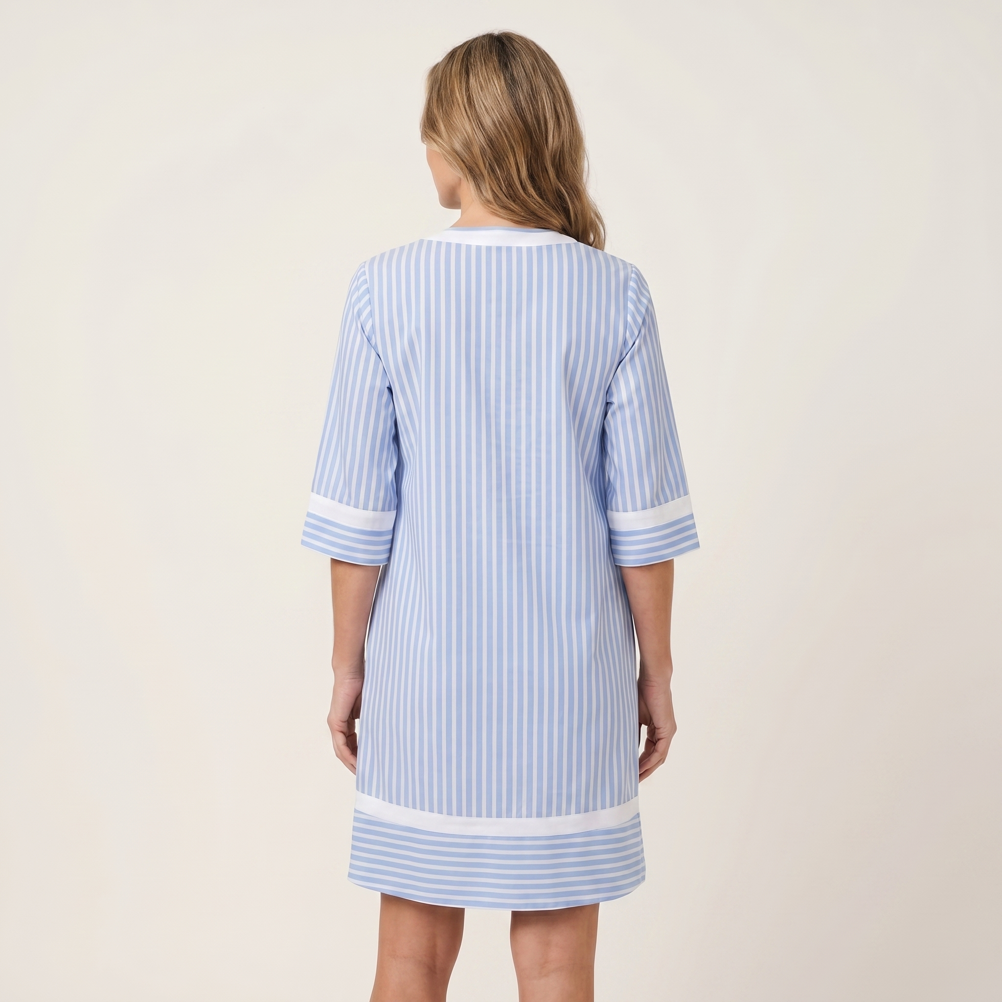 Sanina | Kontrastbesatz Streifen V-Ausschnitt Shift Kleid