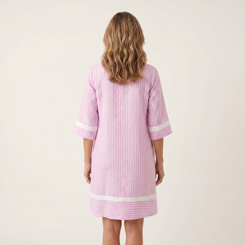 Sanina | Kontrastbesatz Streifen V-Ausschnitt Shift Kleid