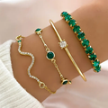Vintage Armbandenset mit grünen Zirkonia