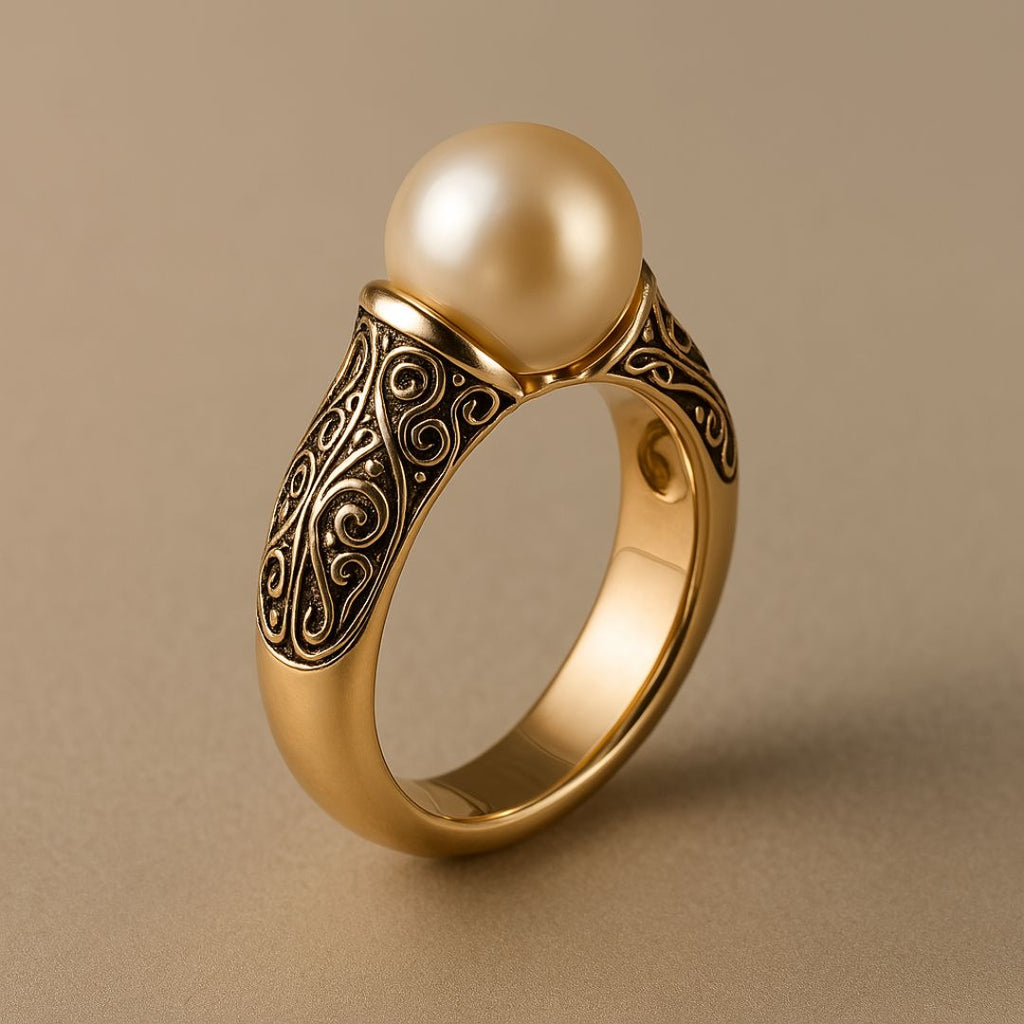 Zeitloser Vintage Perlen Goldring