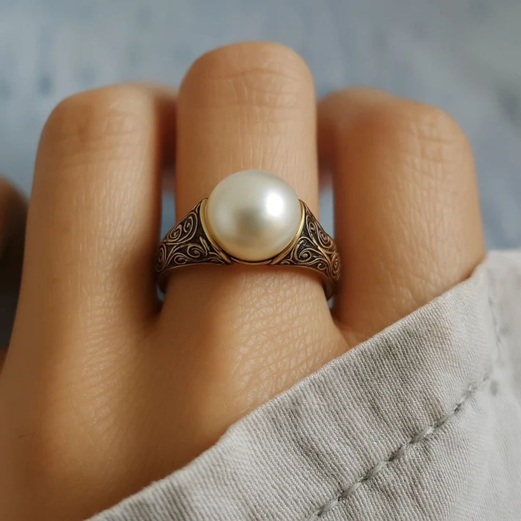 Zeitloser Vintage Perlen Goldring