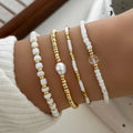 Goldperlen-Akzent-Armbandset von 4